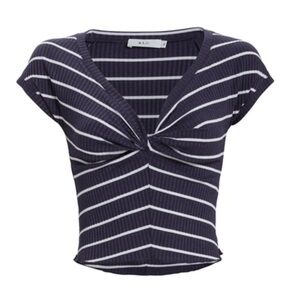 A.L.C Sabina Striped Crop Top In Navy Small